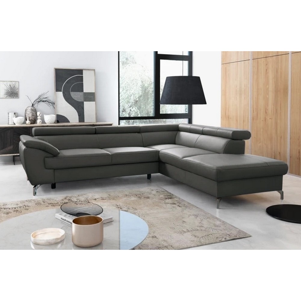 2eme paiement de la commande: Canapé d'angle convertible en cuir italien de luxe 7/8 places finlande avec coffre, gris foncé, an 2eme paiement de la commande: Canapé d'angle convertible en cuir italien de luxe 7/8 places finlande avec coffre, gris foncé, an
