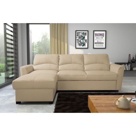 2eme paiement de la commande: canapé d'angle convertible en cuir de luxe italien , 5 places lugano, beige, angle gauche, 6x sans