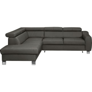 Paiement du solde par Paypal de la commande: Canapé d'angle convertible en cuir italien de luxe 5 places ASTRID, gris foncé, ang