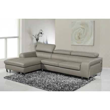 1er paiement de la commande: Canapé d'angle cuir buffle italien 5 places , sardaigne, couleur gris clair, angle gauche, 6x sans