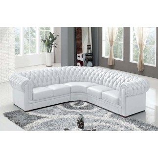 Canapé d'angle en cuir italien 6/7 places BIJOU, couleur: BLANC