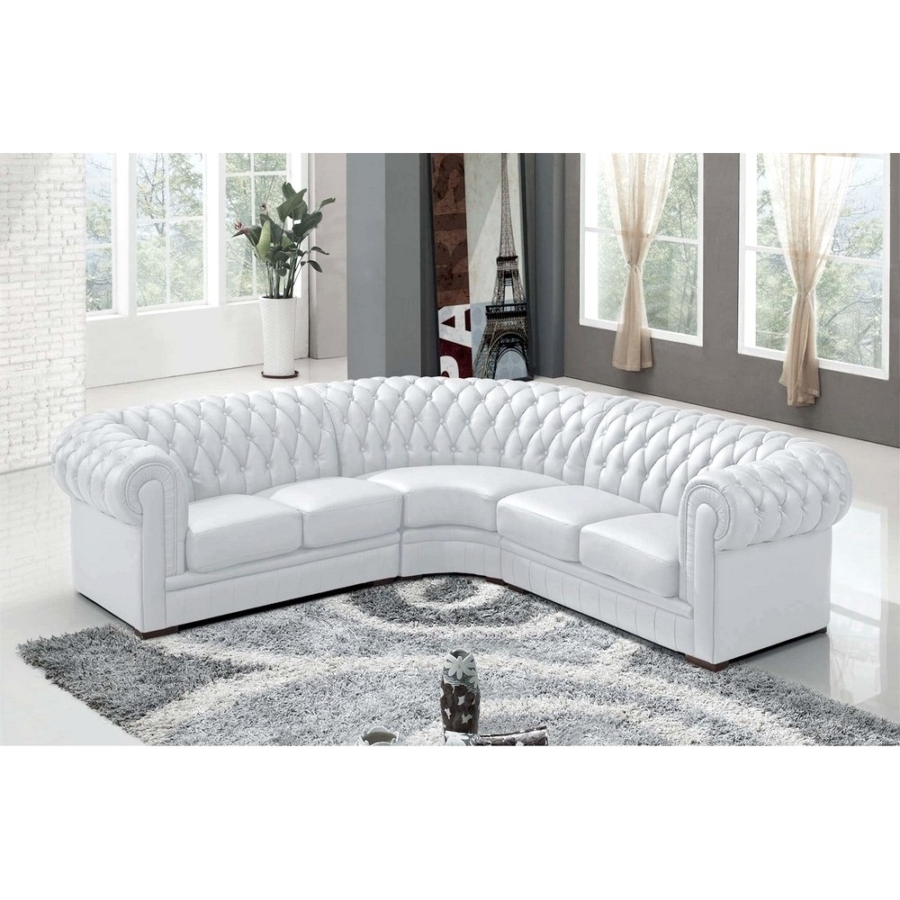Canapé d'angle en cuir italien 6/7 places BIJOU, couleur: BLANC Canapé d'angle en cuir italien 6/7 places BIJOU, couleur: BLANC