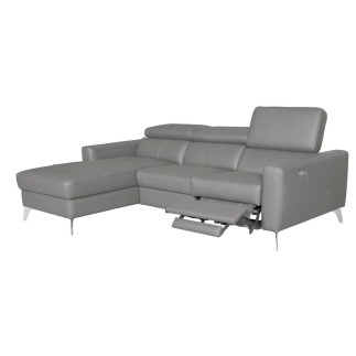 2eme paiement de la commande: Canapé d'angle en cuir italien de luxe 5 places botero, avec relax électrique, chocolat, gris clai