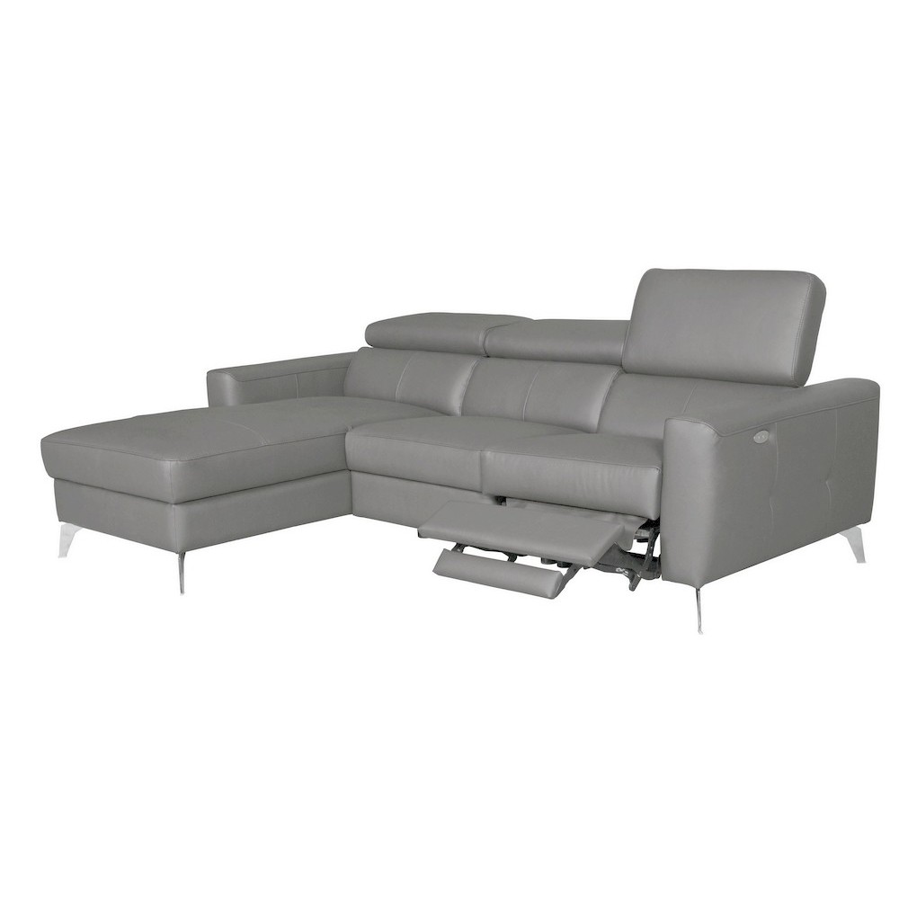 2eme paiement de la commande: Canapé d'angle en cuir italien de luxe 5 places botero, avec relax électrique, chocolat, gris clai