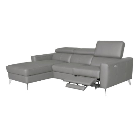 2eme paiement de la commande: Canapé d'angle en cuir italien de luxe 5 places botero, avec relax électrique, chocolat, gris clai