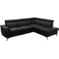 Canapé d'angle en cuir italien de luxe 5/6 places avec relax électrique et coffre, LINCOLN, noir, angle droit Canapé d'angle en cuir italien de luxe 5/6 places avec relax électrique et coffre, LINCOLN, noir, angle droit