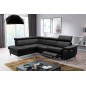 - Canapé d'angle en cuir italien de luxe 5/6 places avec relax électrique et coffre, LINCOLN, noir, angle gauche - Canapé d'angle en cuir italien de luxe 5/6 places avec relax électrique et coffre, LINCOLN, noir, angle gauche