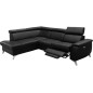 - Canapé d'angle en cuir italien de luxe 5/6 places avec relax électrique et coffre, LINCOLN, noir, angle gauche - Canapé d'angle en cuir italien de luxe 5/6 places avec relax électrique et coffre, LINCOLN, noir, angle gauche