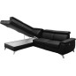 - Canapé d'angle en cuir italien de luxe 5/6 places avec relax électrique et coffre, LINCOLN, noir, angle gauche - Canapé d'angle en cuir italien de luxe 5/6 places avec relax électrique et coffre, LINCOLN, noir, angle gauche