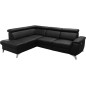 - Canapé d'angle en cuir italien de luxe 5/6 places avec relax électrique et coffre, LINCOLN, noir, angle gauche - Canapé d'angle en cuir italien de luxe 5/6 places avec relax électrique et coffre, LINCOLN, noir, angle gauche