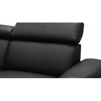 - Canapé d'angle en cuir italien de luxe 5/6 places avec relax électrique et coffre, LINCOLN, noir, angle gauche
