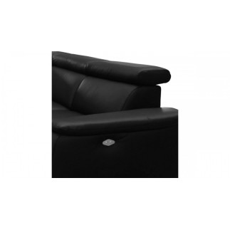 - Canapé d'angle en cuir italien de luxe 5/6 places avec relax électrique et coffre, LINCOLN, noir, angle gauche