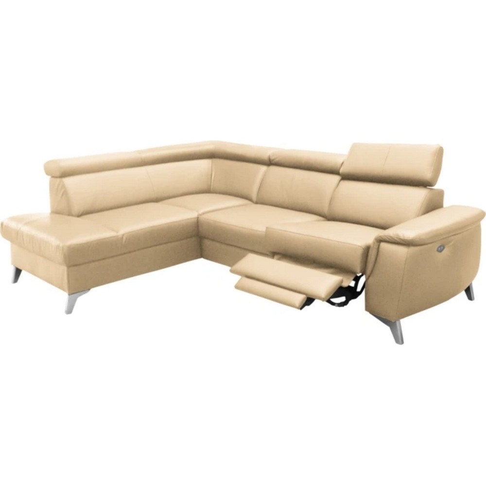 Canapé d'angle en cuir italien de luxe 5/6 places avec relax électrique et coffre, LINCOLN, beige, angle gauche Canapé d'angle en cuir italien de luxe 5/6 places avec relax électrique et coffre, LINCOLN, beige, angle gauche
