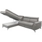 Canapé d'angle en cuir italien de luxe 5/6 places avec relax électrique et coffre, LINCOLN, gris clair, angle gauche Canapé d'angle en cuir italien de luxe 5/6 places avec relax électrique et coffre, LINCOLN, gris clair, angle gauche