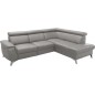 Canapé d'angle en cuir italien de luxe 5/6 places avec relax électrique et coffre, LINCOLN, gris clair, angle droit Canapé d'angle en cuir italien de luxe 5/6 places avec relax électrique et coffre, LINCOLN, gris clair, angle droit