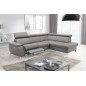 Canapé d'angle en cuir italien de luxe 5/6 places avec relax électrique et coffre, LINCOLN, gris clair, angle droit Canapé d'angle en cuir italien de luxe 5/6 places avec relax électrique et coffre, LINCOLN, gris clair, angle droit