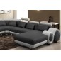 Canapé d'angle en cuir italien 8 places carlton, gris foncé et blanc - Table ronde offerte, angle gauche Canapé d'angle en cuir italien 8 places carlton, gris foncé et blanc - Table ronde offerte, angle gauche