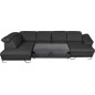 Canapé d'angle en 100% tout cuir italien de luxe 8 places convertible et coffre, DENY, gris foncé, angle gauche Canapé d'angle en 100% tout cuir italien de luxe 8 places convertible et coffre, DENY, gris foncé, angle gauche
