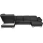 Canapé d'angle en 100% tout cuir italien de luxe 8 places convertible et coffre, DENY, gris foncé, angle gauche Canapé d'angle en 100% tout cuir italien de luxe 8 places convertible et coffre, DENY, gris foncé, angle gauche