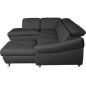 Canapé d'angle en 100% tout cuir italien de luxe 8 places convertible et coffre, DENY, gris foncé, angle gauche Canapé d'angle en 100% tout cuir italien de luxe 8 places convertible et coffre, DENY, gris foncé, angle gauche