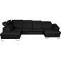- Canapé d'angle en 100% tout cuir italien de luxe 8 places convertible et coffre, DENY, noir, angle gauche - Canapé d'angle en 100% tout cuir italien de luxe 8 places convertible et coffre, DENY, noir, angle gauche