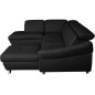 - Canapé d'angle en 100% tout cuir italien de luxe 8 places convertible et coffre, DENY, noir, angle gauche - Canapé d'angle en 100% tout cuir italien de luxe 8 places convertible et coffre, DENY, noir, angle gauche
