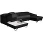 - Canapé d'angle en 100% tout cuir italien de luxe 8 places convertible et coffre, DENY, noir, angle gauche - Canapé d'angle en 100% tout cuir italien de luxe 8 places convertible et coffre, DENY, noir, angle gauche