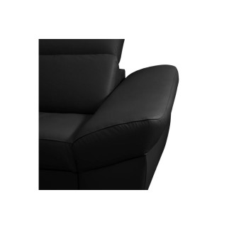 - Canapé d'angle en 100% tout cuir italien de luxe 8 places convertible et coffre, DENY, noir, angle gauche