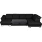 Canapé d'angle en 100% tout cuir italien de luxe 8 places convertible et coffre, DENY, noir, angle droit Canapé d'angle en 100% tout cuir italien de luxe 8 places convertible et coffre, DENY, noir, angle droit