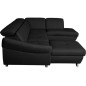 Canapé d'angle en 100% tout cuir italien de luxe 8 places convertible et coffre, DENY, noir, angle droit Canapé d'angle en 100% tout cuir italien de luxe 8 places convertible et coffre, DENY, noir, angle droit