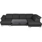 Canapé d'angle en 100% tout cuir italien de luxe 8 places convertible et coffre, DENY, gris foncé, angle droit Canapé d'angle en 100% tout cuir italien de luxe 8 places convertible et coffre, DENY, gris foncé, angle droit