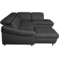 Canapé d'angle en 100% tout cuir italien de luxe 8 places convertible et coffre, DENY, gris foncé, angle droit Canapé d'angle en 100% tout cuir italien de luxe 8 places convertible et coffre, DENY, gris foncé, angle droit