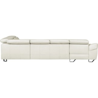 Canapé d'angle en 100% tout cuir italien de luxe 8 places convertible et coffre, DENY, blanc cassé, angle droit