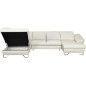 Canapé d'angle en 100% tout cuir italien de luxe 8 places convertible et coffre, DENY, blanc cassé, angle droit Canapé d'angle en 100% tout cuir italien de luxe 8 places convertible et coffre, DENY, blanc cassé, angle droit
