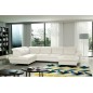 Canapé d'angle en 100% tout cuir italien de luxe 8 places convertible et coffre, DENY, blanc cassé, angle gauche Canapé d'angle en 100% tout cuir italien de luxe 8 places convertible et coffre, DENY, blanc cassé, angle gauche