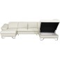 Canapé d'angle en 100% tout cuir italien de luxe 8 places convertible et coffre, DENY, blanc cassé, angle gauche Canapé d'angle en 100% tout cuir italien de luxe 8 places convertible et coffre, DENY, blanc cassé, angle gauche