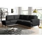 - Canapé d'angle convertible en cuir italien de luxe 4/5 places avec coffre, FARELI, noir, angle gauche - Canapé d'angle convertible en cuir italien de luxe 4/5 places avec coffre, FARELI, noir, angle gauche