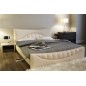 Lit en cuir italien de luxe KING, écru, 140x190 Lit en cuir italien de luxe KING, écru, 140x190