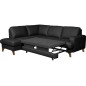 - Canapé d'angle convertible en cuir italien de luxe 4/5 places avec coffre, FARELI, noir, angle gauche - Canapé d'angle convertible en cuir italien de luxe 4/5 places avec coffre, FARELI, noir, angle gauche