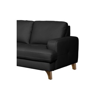 - Canapé d'angle convertible en cuir italien de luxe 4/5 places avec coffre, FARELI, noir, angle gauche