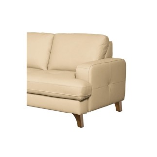 Canapé d'angle convertible en cuir italien de luxe 4/5 places avec coffre, FARELI, beige, angle gauche