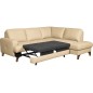 Canapé d'angle convertible en cuir italien de luxe 4/5 places avec coffre, FARELI, beige, angle droit Canapé d'angle convertible en cuir italien de luxe 4/5 places avec coffre, FARELI, beige, angle droit