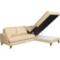 Canapé d'angle convertible en cuir italien de luxe 4/5 places avec coffre, FARELI, beige, angle droit Canapé d'angle convertible en cuir italien de luxe 4/5 places avec coffre, FARELI, beige, angle droit