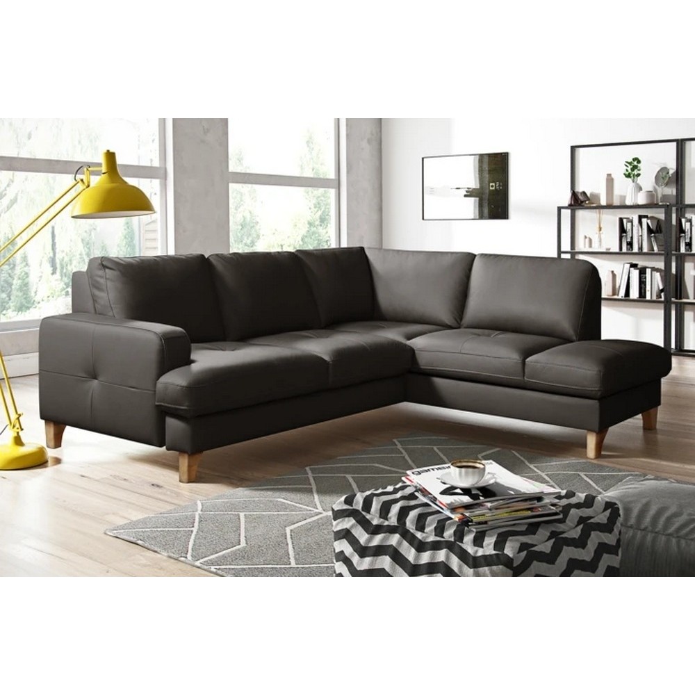 Canapé d'angle convertible en cuir italien de luxe 4/5 places avec coffre, FARELI, chocolat, angle droit Canapé d'angle convertible en cuir italien de luxe 4/5 places avec coffre, FARELI, chocolat, angle droit