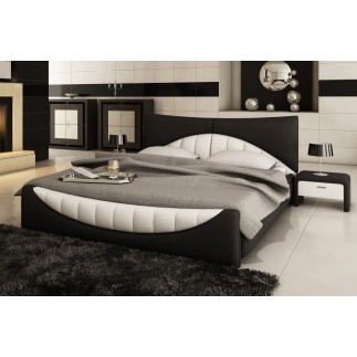 Lit en cuir italien de luxe KING, noir et seconde couleur au choix