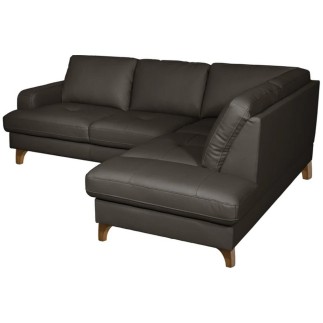 Canapé d'angle convertible en cuir italien de luxe 4/5 places avec coffre, FARELI, chocolat, angle droit
