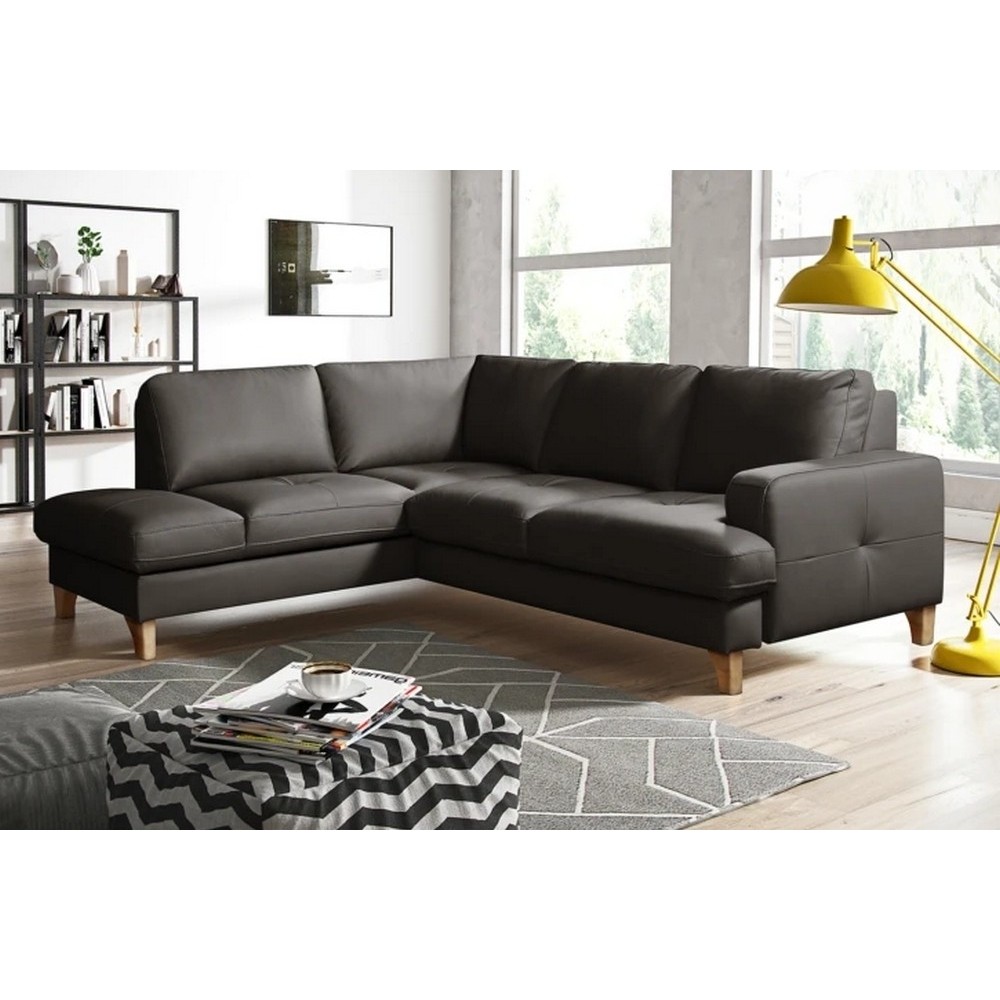 Canapé d'angle convertible en cuir italien de luxe 4/5 places avec coffre, FARELI, chocolat, angle gauche Canapé d'angle convertible en cuir italien de luxe 4/5 places avec coffre, FARELI, chocolat, angle gauche