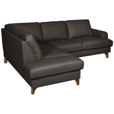 Canapé d'angle convertible en cuir italien de luxe 4/5 places avec coffre, FARELI, chocolat, angle gauche