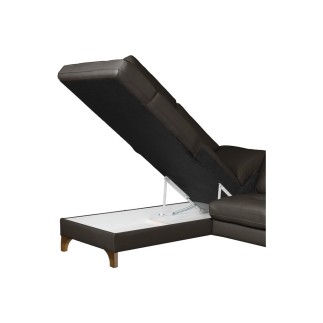 Canapé d'angle convertible en cuir italien de luxe 4/5 places avec coffre, FARELI, chocolat, angle gauche