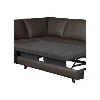 Canapé d'angle convertible en cuir italien de luxe 4/5 places avec coffre, FARELI, chocolat, angle gauche